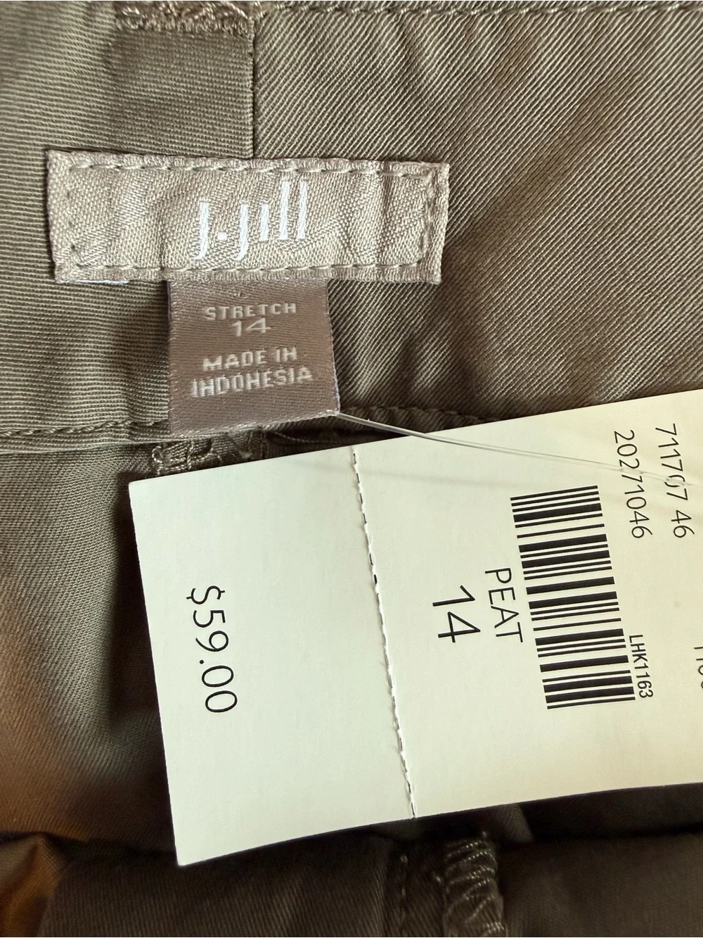 J. Jill Brown Chino Cotton Stretch Utility Cargo Mini Skirt Size 14 NWT
